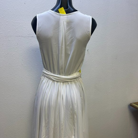 Vici White Chiffon Maxi Dress with Tie Belt Size Medium - Picture 2 of 8